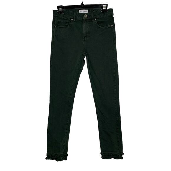 Loft Skinny Jeans Double Frayed Hem 5 Working Pockets Belt Loops Green Size 26 - Picture 1 of 14